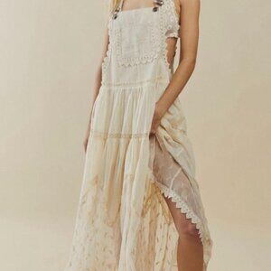 Free People Trails End Skirtall Embroidered Cotton North Star Ivory Maxi